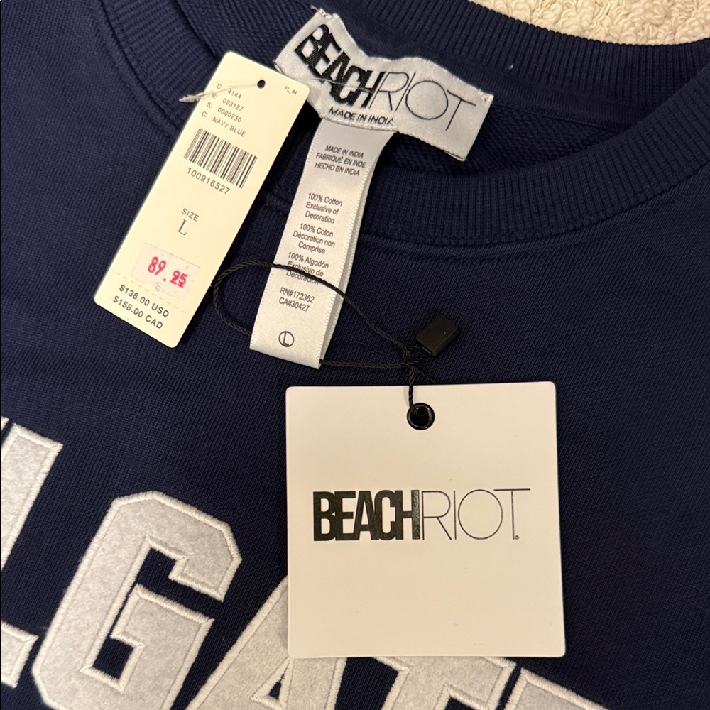 Beach Riot Tailgate Season Women's Sweatshirt - Navy and White - NWT - Picture 3 of 3